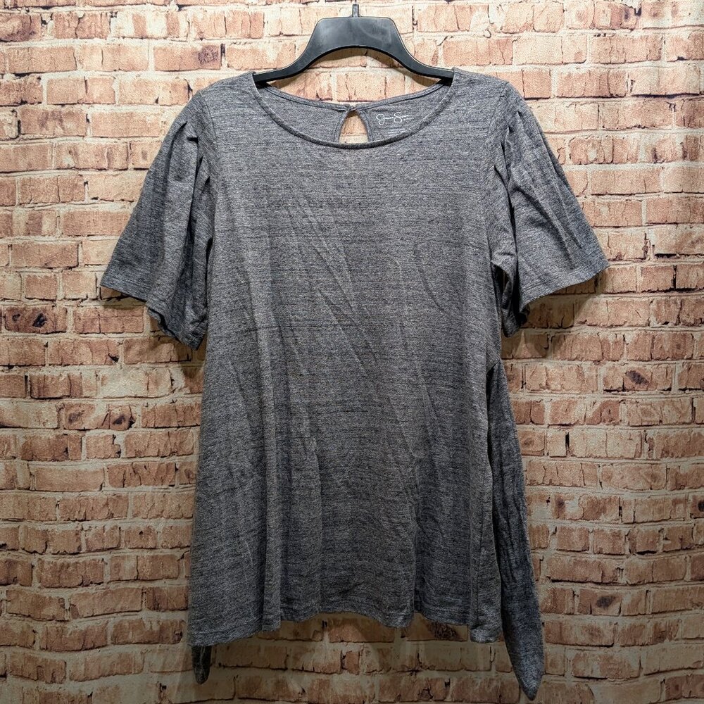 Jessica Simpson Blouse Maternity Gray Short Sleeve Top Size Medium